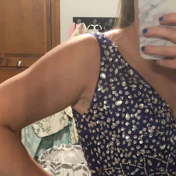 Homecoming / Prom Dress Beaded Dark Purple Silver - Picture 6 of 8